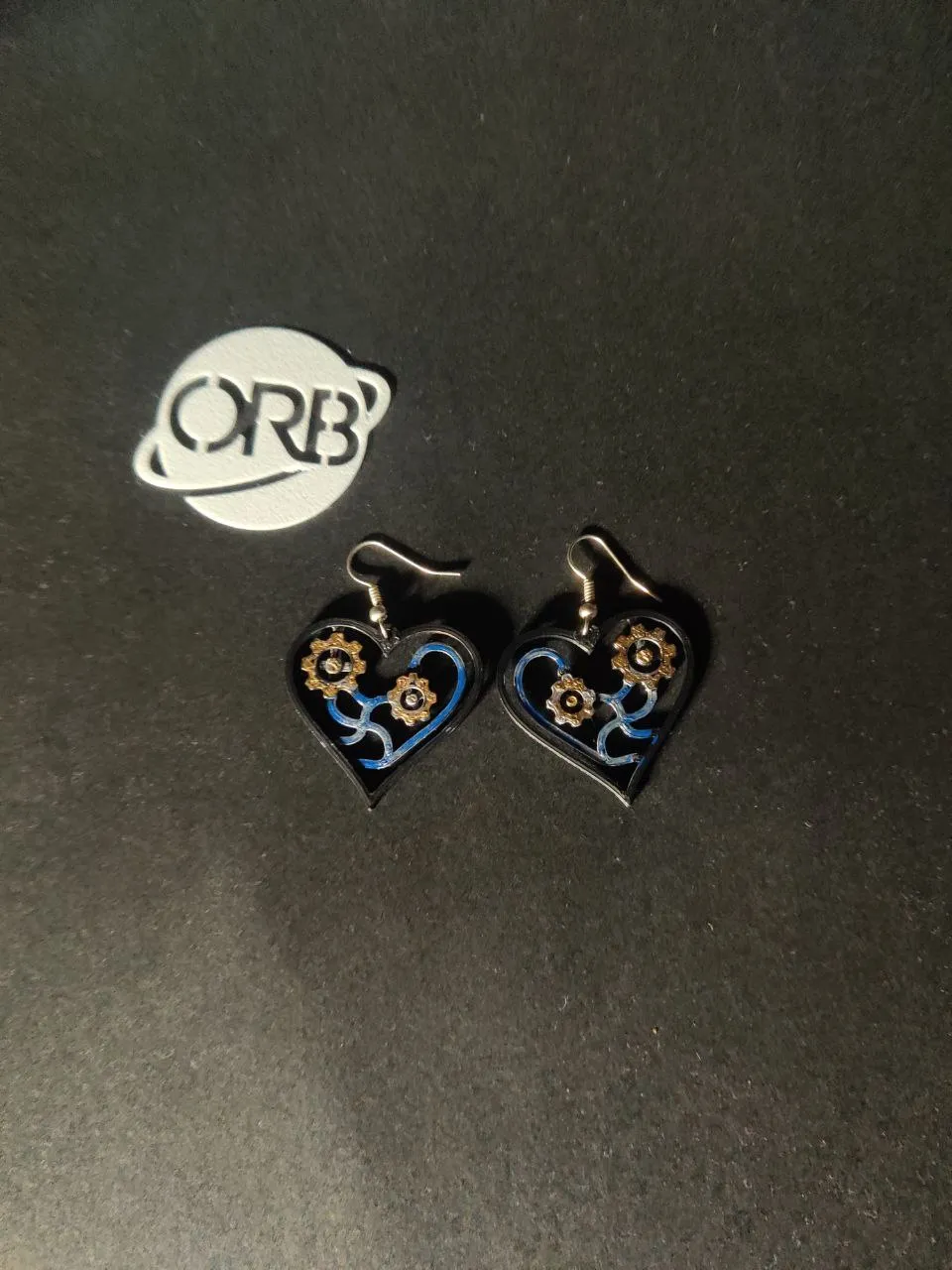 Mechanical Heart Steampunk Gear Earrings view 4