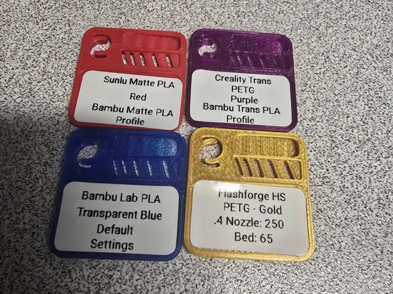 Filament Swatch - Label, Test Transparency/Lines 