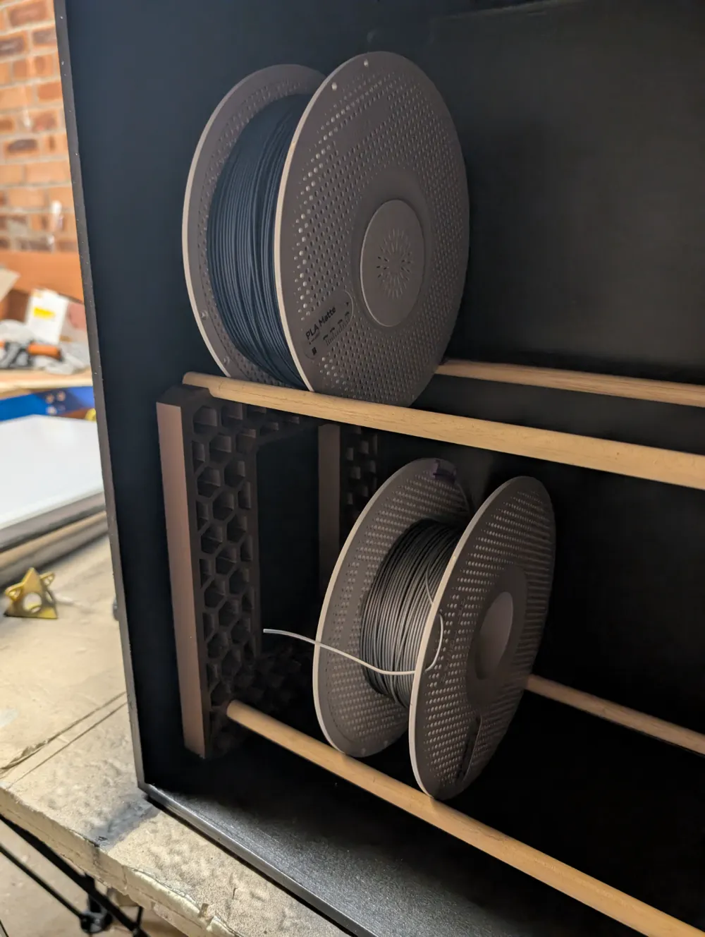Double Stack Honeycomb Spool Bracket by Wooden Whippet - MakerWorld