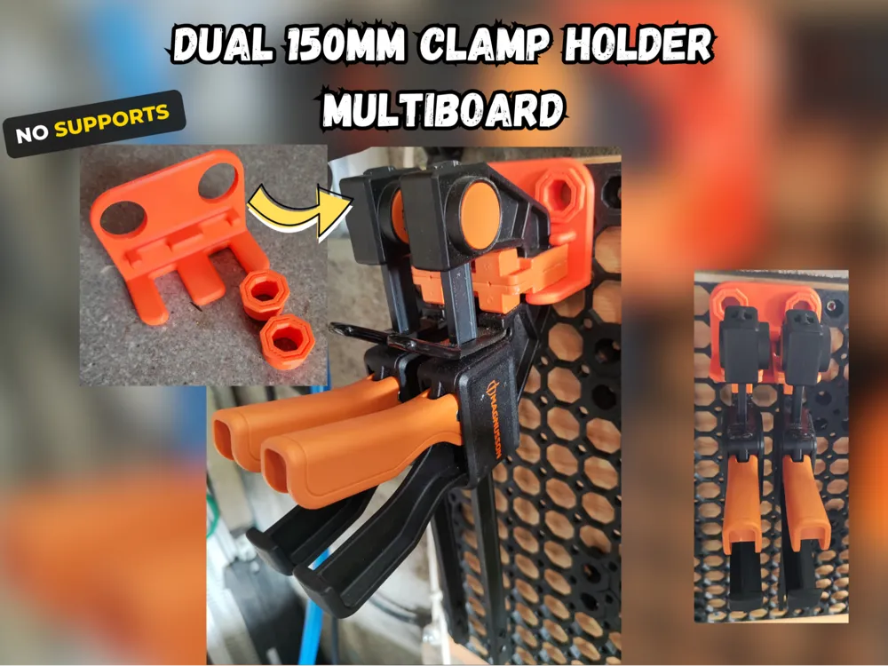 Dual 150mm Clamp Holder - Multiboard (13mm Thread) - Free 3D Print ...