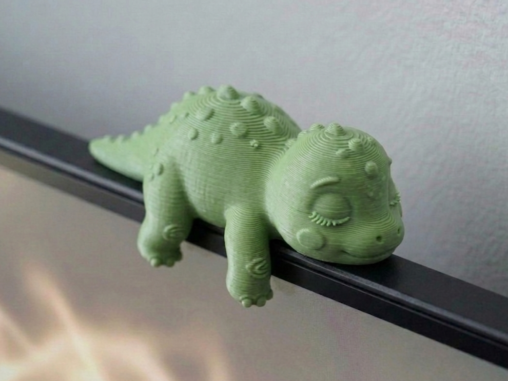 Sleepy Cute Cartoon Dino - Monitor Buddy