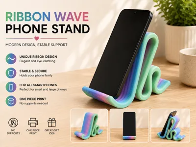 Ribbon Wave Phone Stand | No Supports