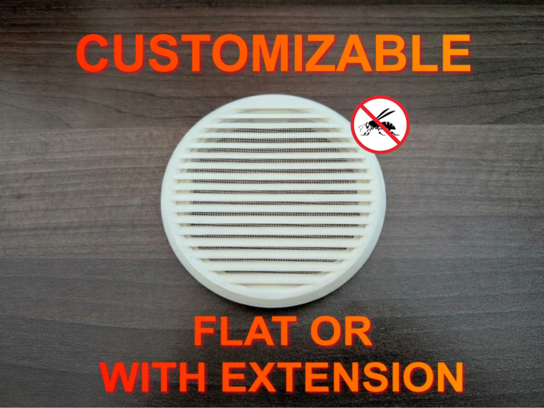 Customizable Pipe Vent Grille Cover & Insect Mesh