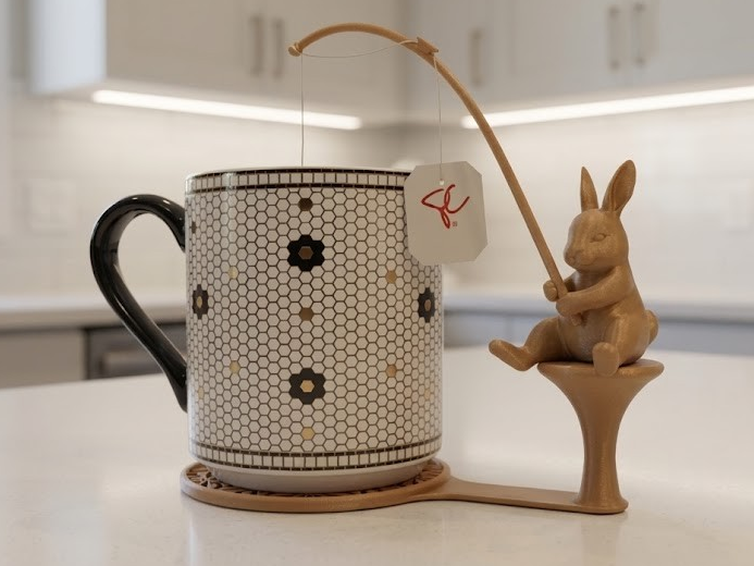 Fishing Bunny Teabag Holder - 1
