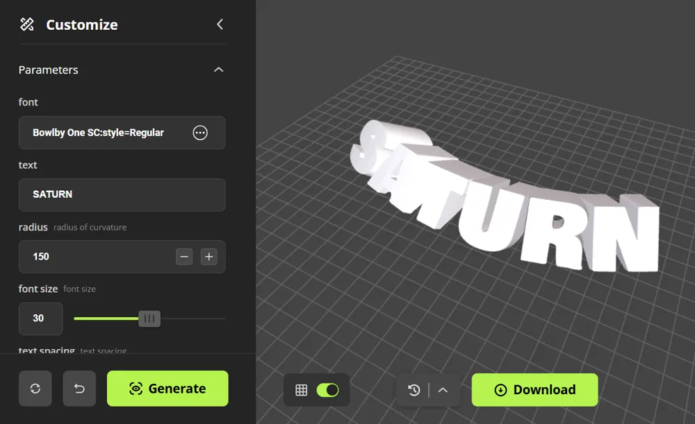 Customizable 45-degree curved 3D text - Free 3D Print Model - MakerWorld