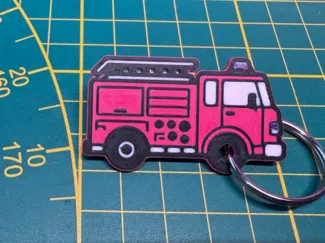 Fire Truck Keychain Tag