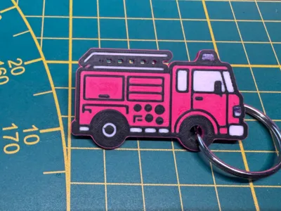 Fire Truck Keychain Tag