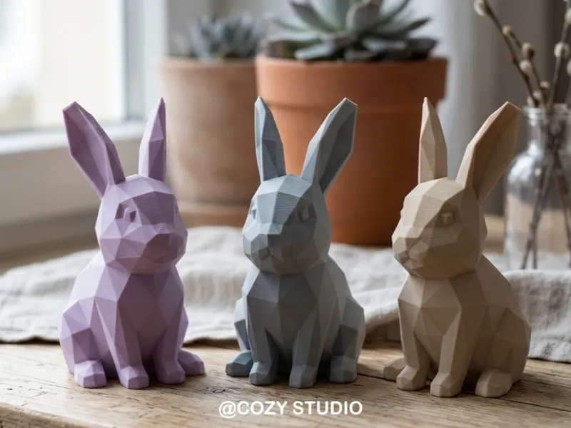 Low Poly Easter Bunny Sculpture