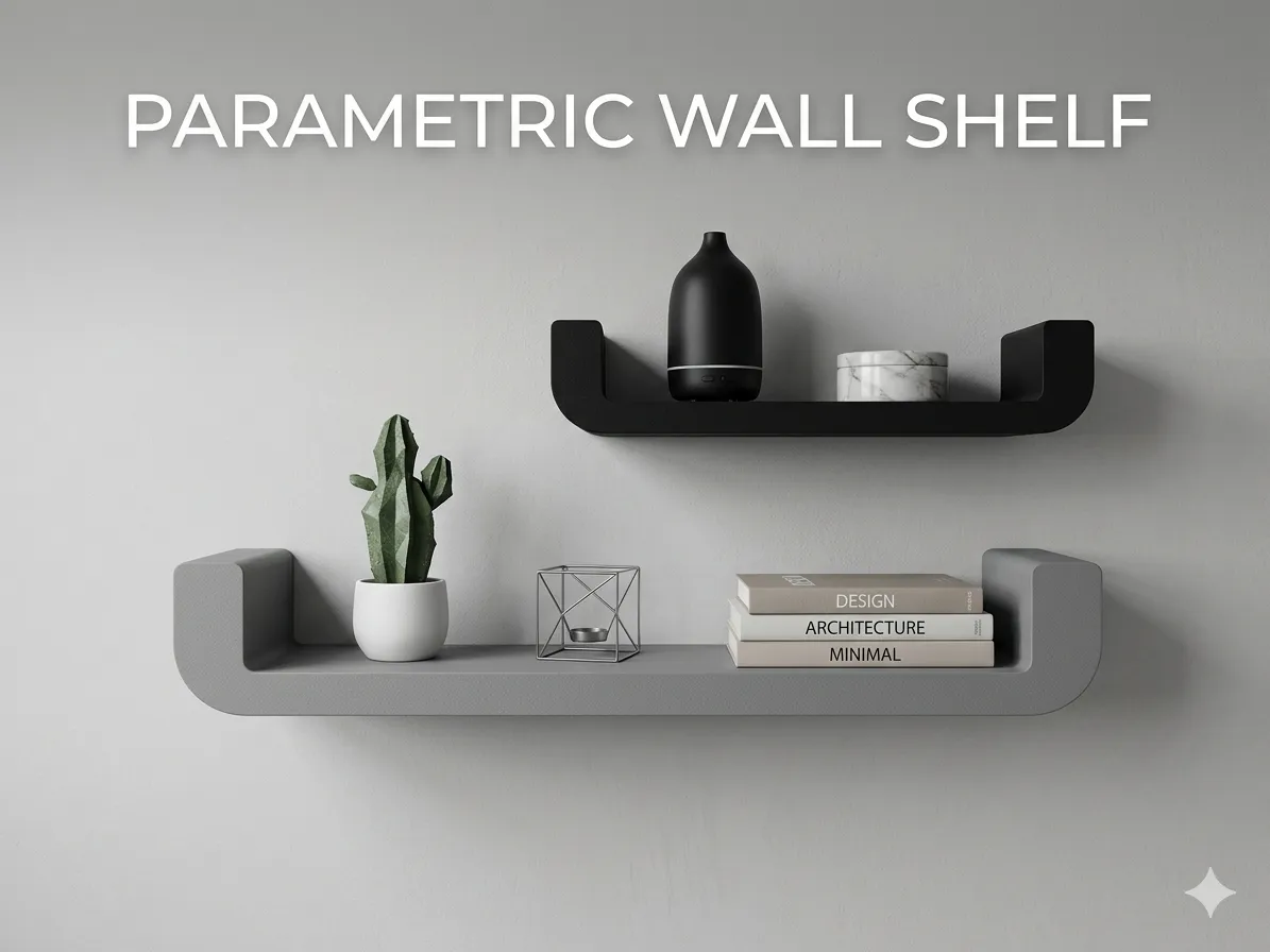 Parametric Wall Shelf with Hidden Keyhole Mount view 2