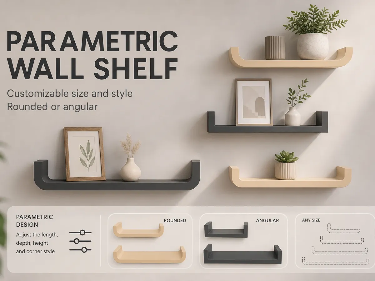Parametric Wall Shelf with Hidden Keyhole Mount - Free 3D Print Model ...