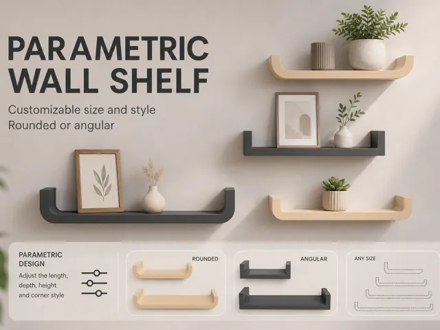 Parametric Wall Shelf with Hidden Keyhole Mount