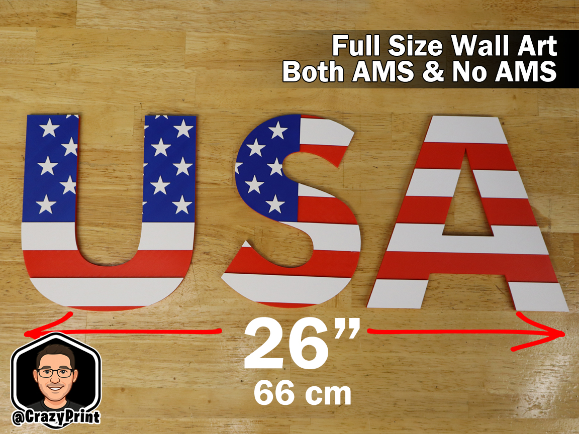 Huge U.S.A. Patriotic Flag Wall Art / Sign -No AMS