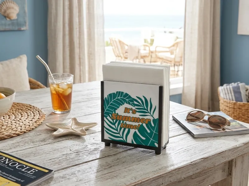 Interchangeable Napkin Holder - Summertime Palms