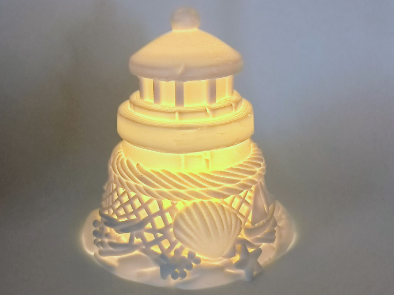 Leuchtturm Windlicht mit Muscheln und Meereszauber