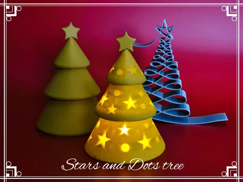 Tea light candle Stars and dots tree (12,5 cm)