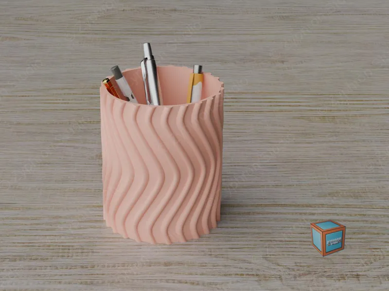 Pot à stylo cylindrique - Vagues