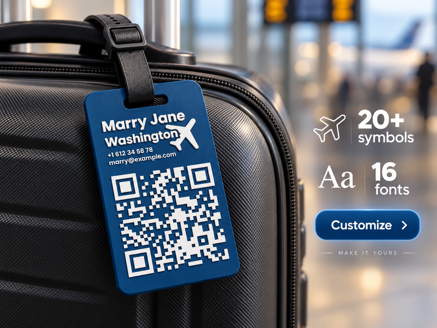 Customizable luggage / bag tag - parametric - 3D printed Other Tools, in stock in India