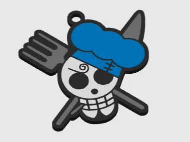One Piece Skull Sanji Keychain V2 (Double Sided)