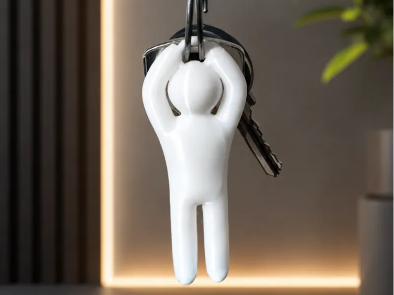 Meccha chameleon hands up pose keychain