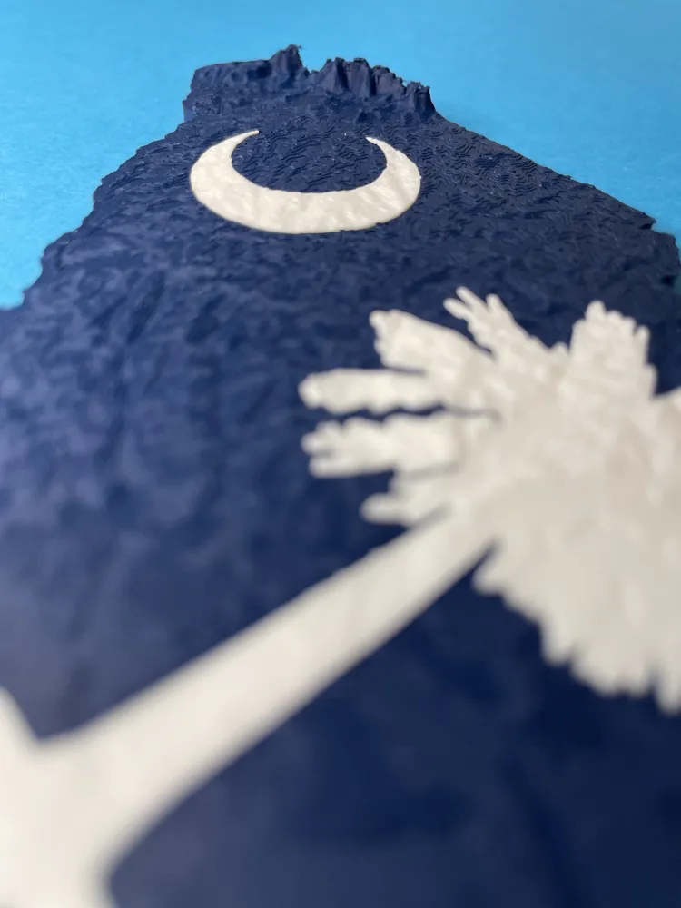 Topiography South Carolina topography flag model Palmetto - Free 3D Print Model ...