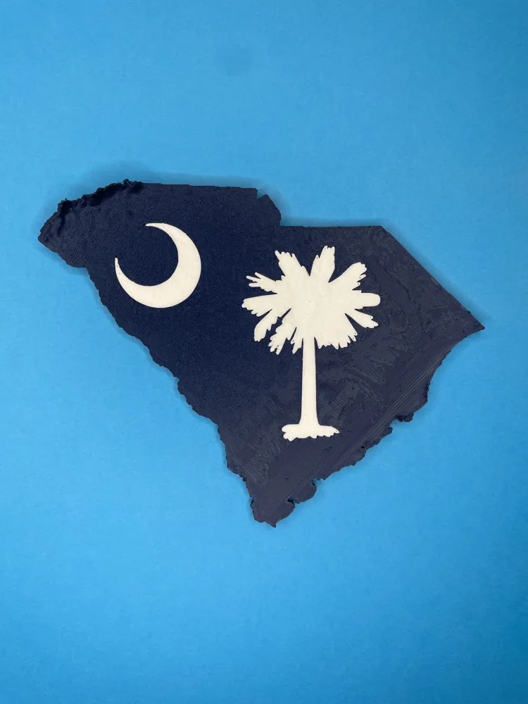 Topiography South Carolina topography flag model Palmetto - Free 3D Print Model ...