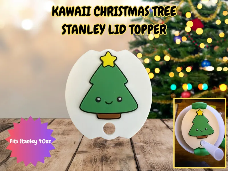 Kawaii Christmas Tree Stanley 40oz Lid Topper