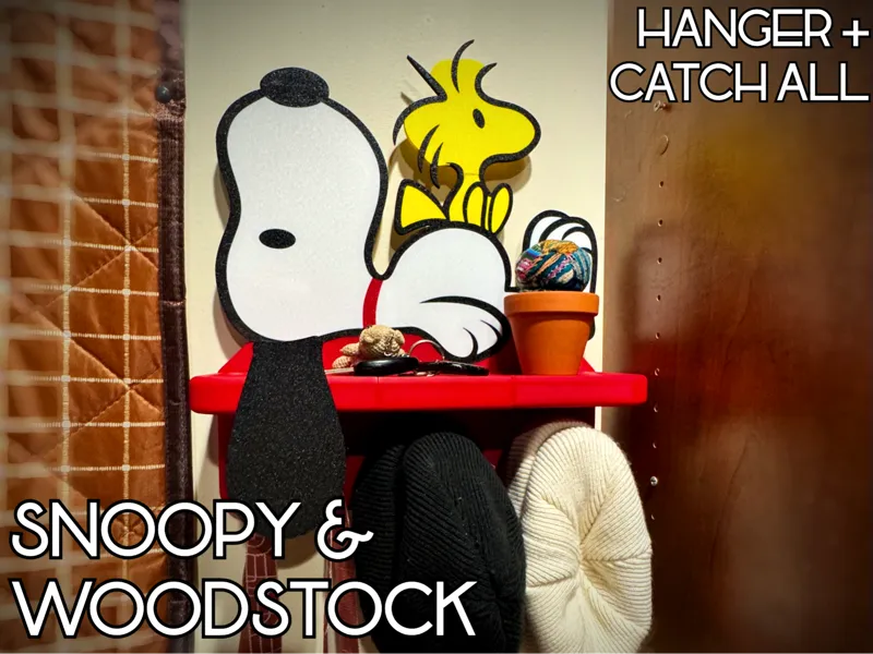 Snoopy & Woodstock Wall Mounted Catchall + Hanger