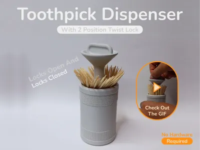 Toothpick Dispenser (With 2 Position Twist Lock)