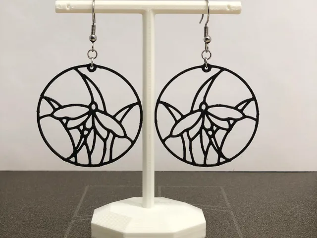 Dragonfly on leaf earrings no AMS 0,4 mm nozzle