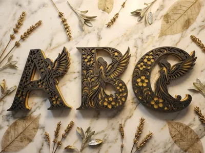 Elegant Floral Alphabet Letters – A,B,C