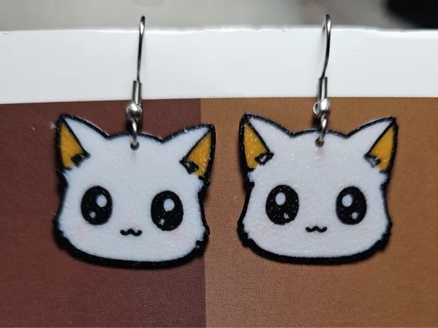 Cute cat earring and hairpin