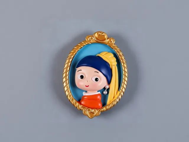 世界名画耳环少女画框-家居摆件女童涂色玩具