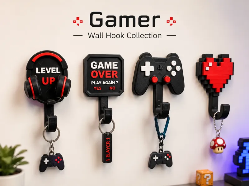 Gamer Wall Hook Collection – Gaming Room Organizer