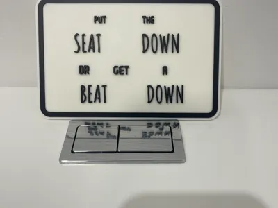 toilet seat. Put the seat down or get a beat down.