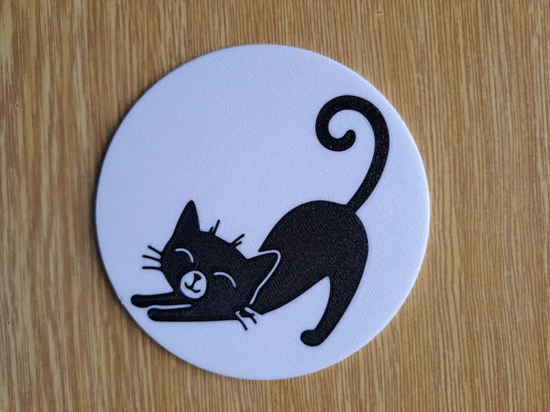 Cat Pose Coaster #5 – Playful Stretching Cat