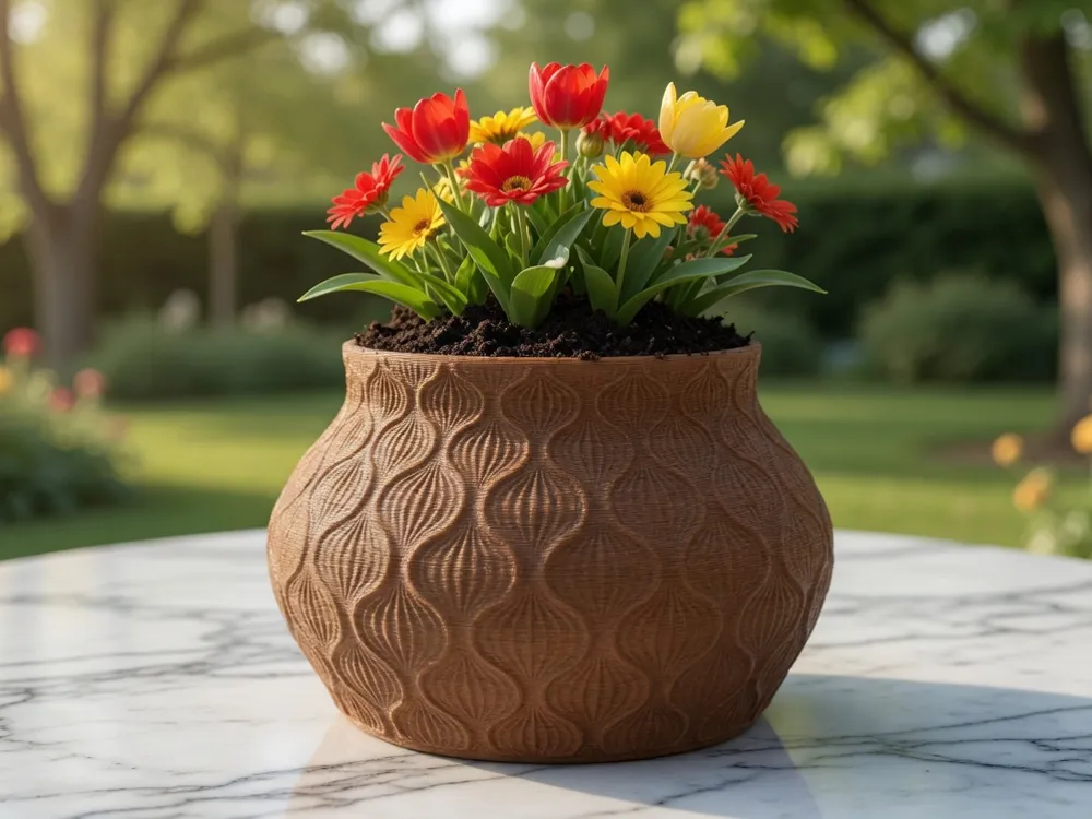 Scalloped Geometric Flower Pot - Free 3D Print Model - MakerWorld