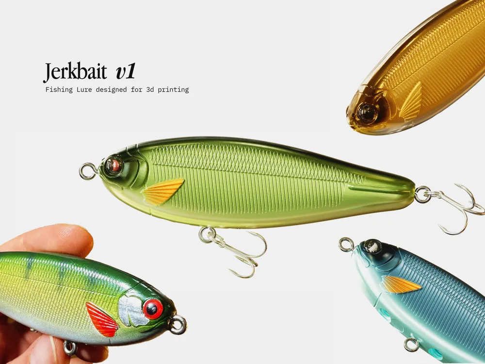 Letrero o emblema decorativo: Jerkbait v1. Referencia del modelo original.
