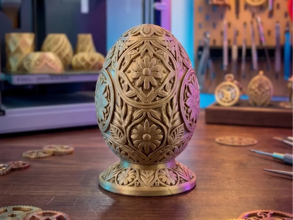 Ornate Floral Easter Egg - Free 3D Print Model - MakerWorld
