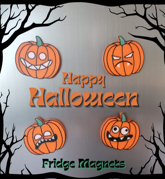 Halloween Pumpkin Fridge Magnet / Set of 4