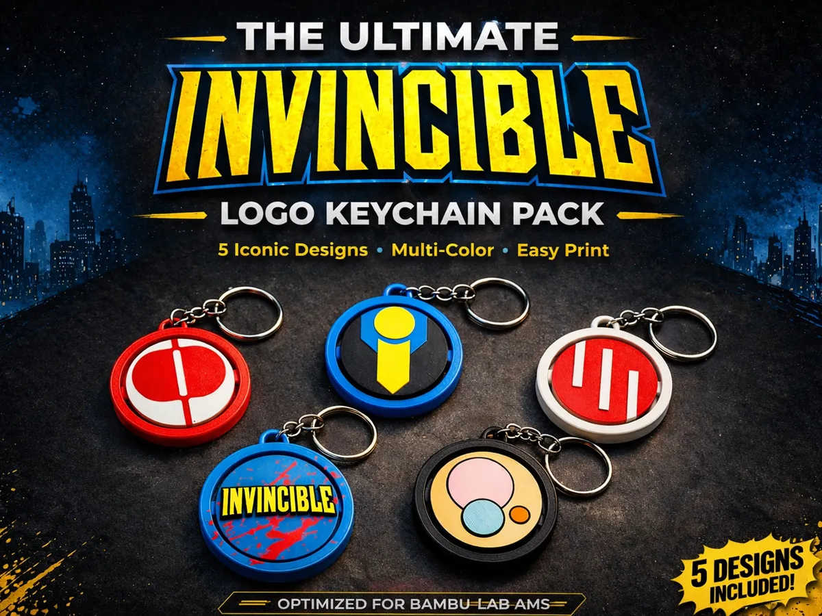 Invincible Show Spinning Keychain Pack - Logos - Free 3D Print Model ...