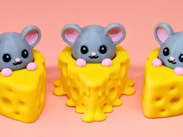 Objeto manipulable: Peekaboo Mouse with Cheese Fidget Clicker — vista de referencia 3