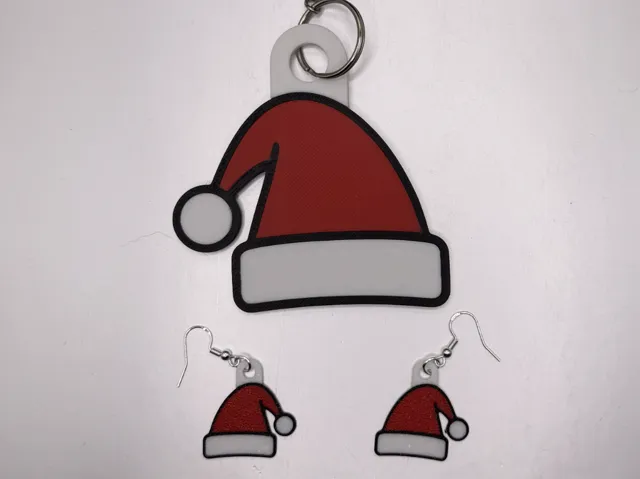 Santa Hat Bag Tag & Earring Set