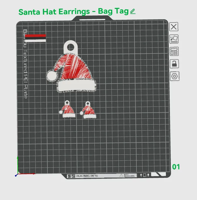 Santa Hat Bag Tag & Earring Set view 3