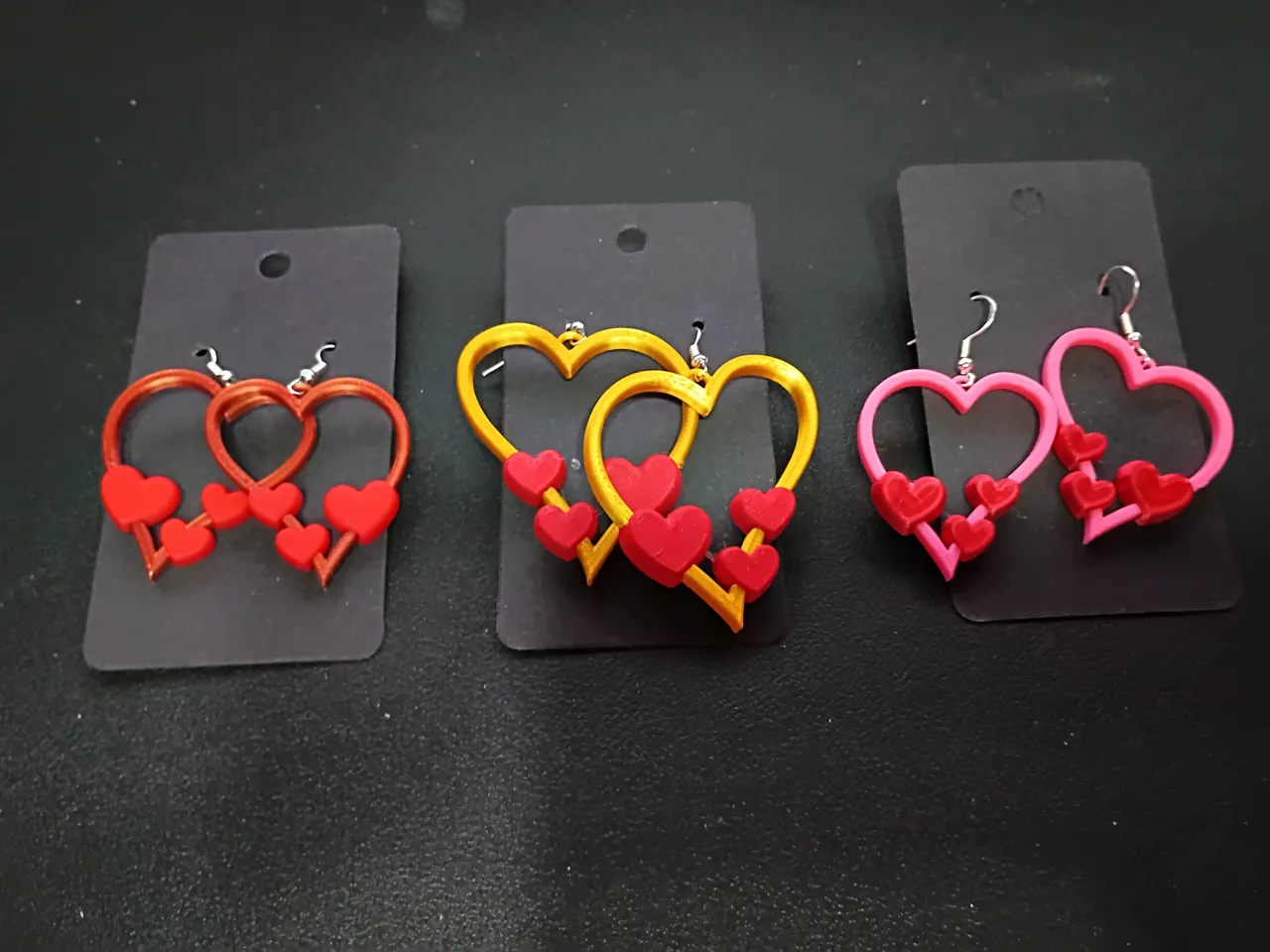 Vday Valentine Earrings Heart on Heart view 2