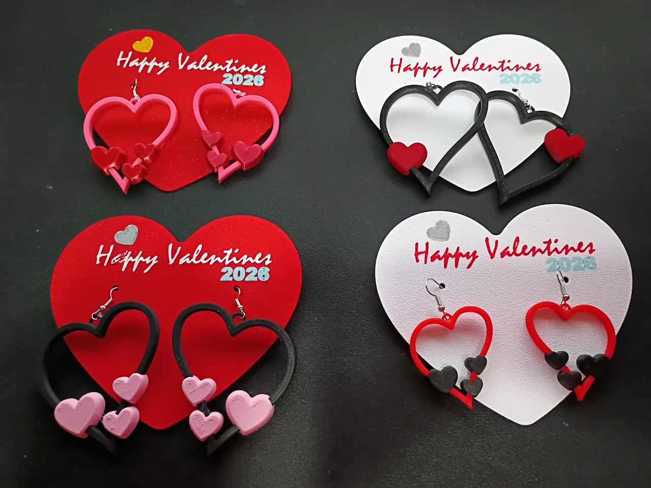 Vday Valentine Earrings Heart on Heart view 3