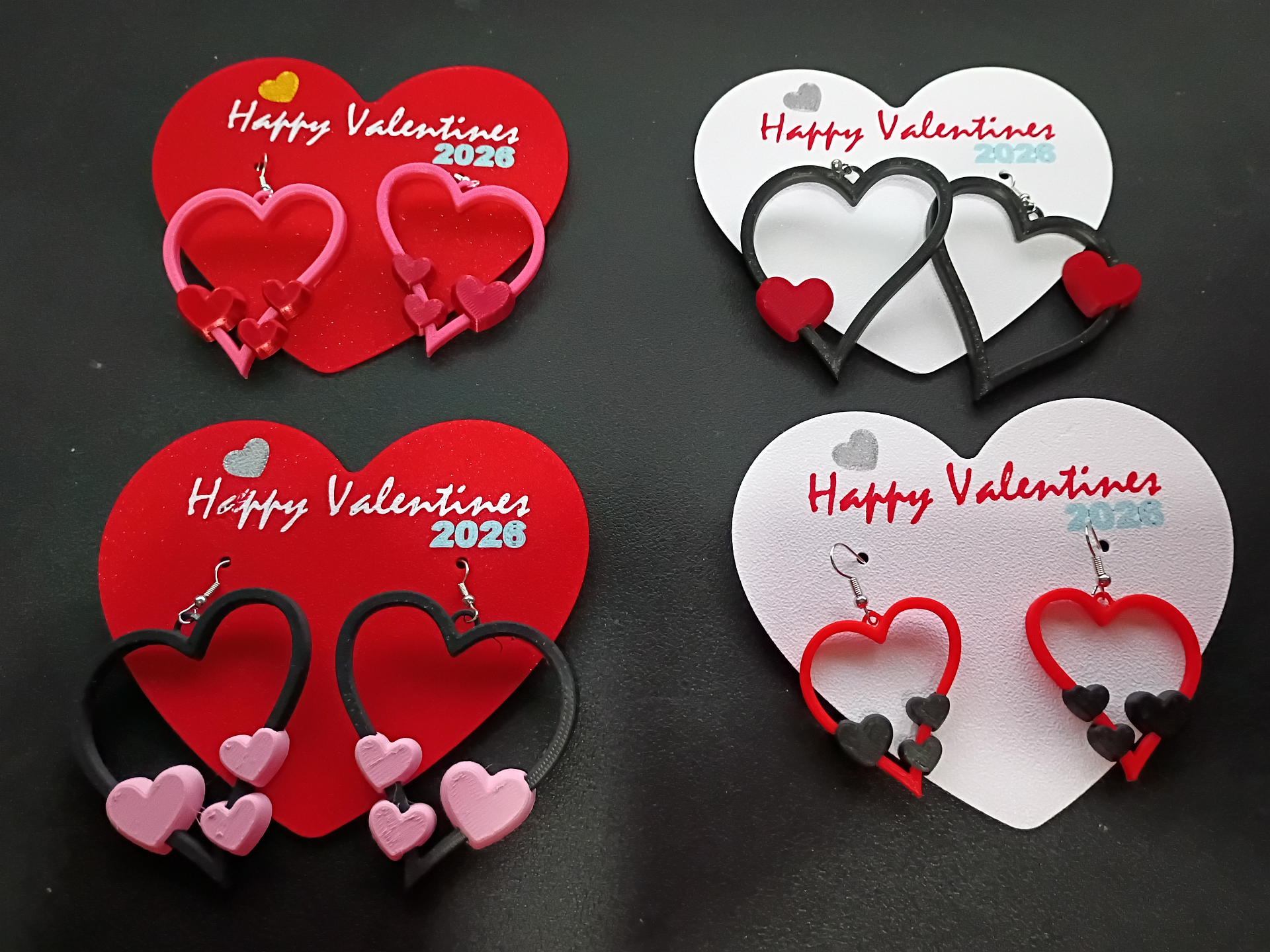 Vday Valentine Earrings Heart on Heart 