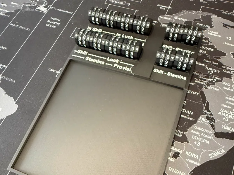 Fighting Fantasy Score and combat Board