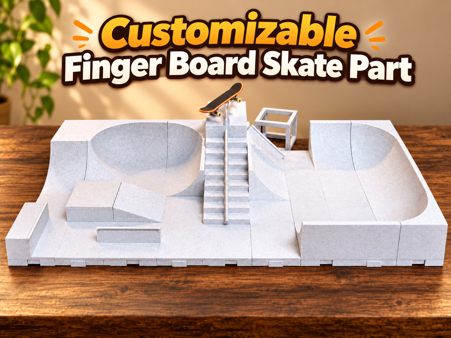 Customizable Finger Board Skate Part 3D model