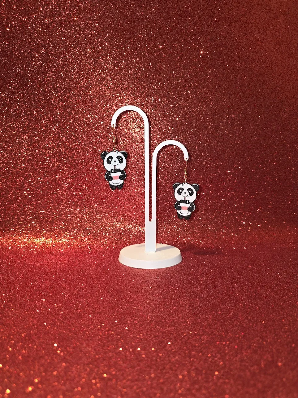 Happy panda earrings view 3