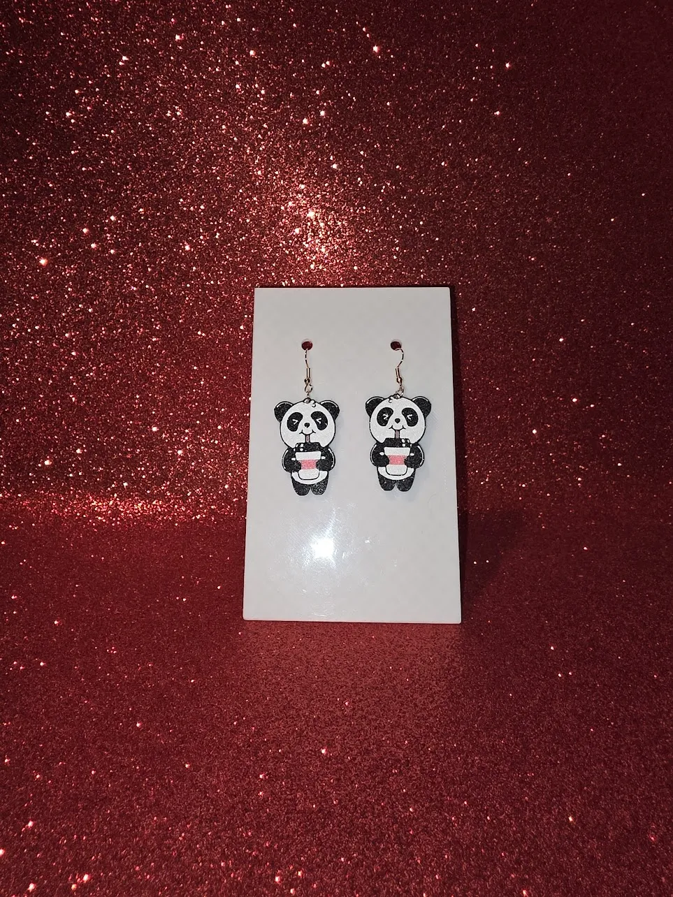 Happy panda earrings view 2